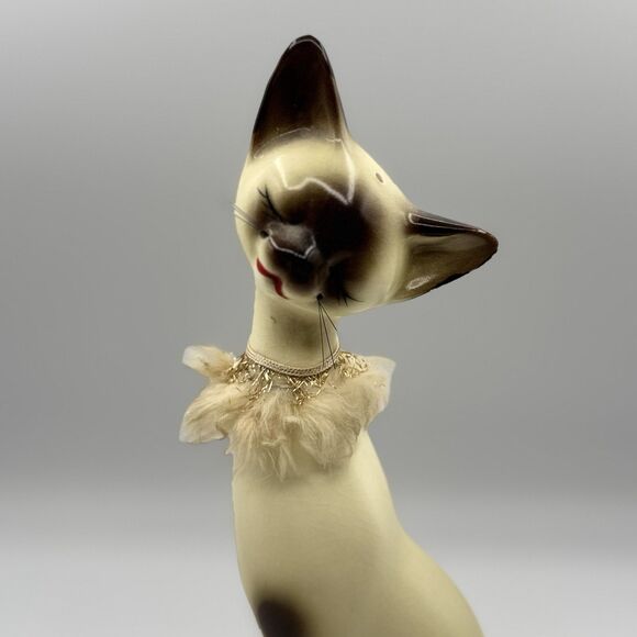 Vintage 1950s MCM Fancy Siamese Kitty Figurine Made In Japan - Picture 5 of 16